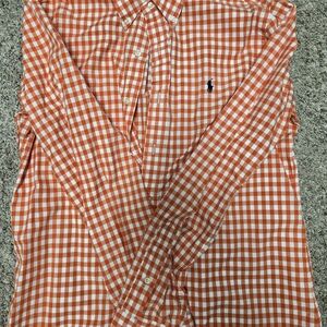Ralph Lauren Orange & White Gingham Button-Down Shirt - Custom Fit